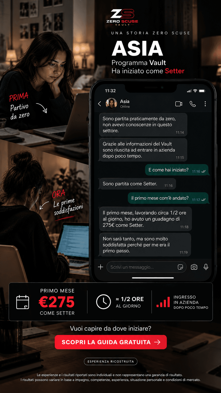 Testimonianza grafica di Asia, percorso Vault